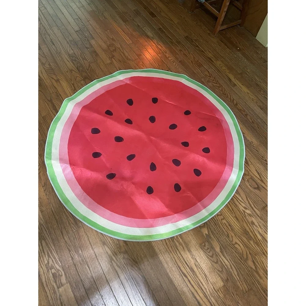 Watermelon‎ Rug, Round Kitchen Carpet, Cute Nursery Play Mat, Fruit Decor